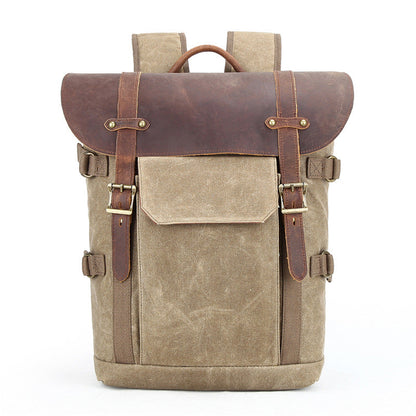 Mochila POOL vintage de lona encerada y cuero para cámara réflex