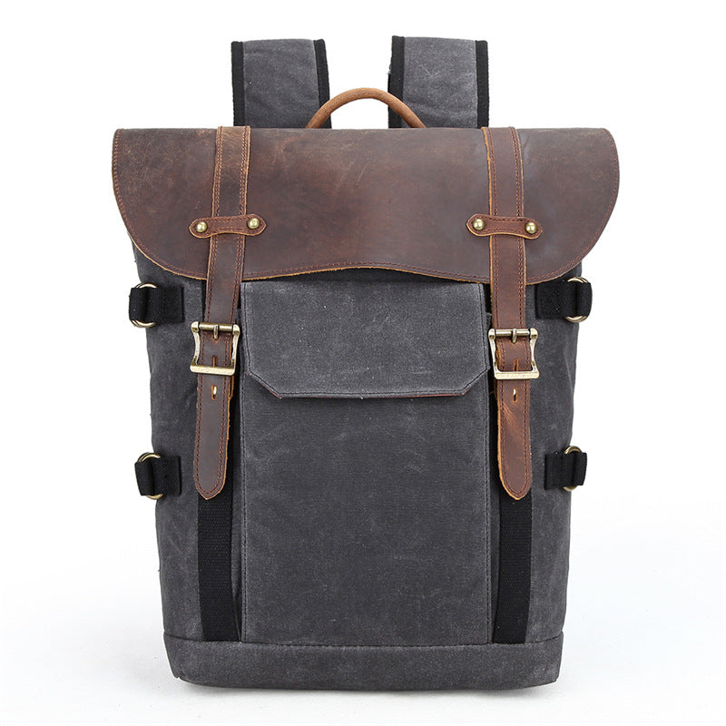 Mochila POOL vintage de lona encerada y cuero para cámara réflex
