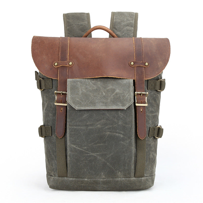 Mochila POOL vintage de lona encerada y cuero para cámara réflex