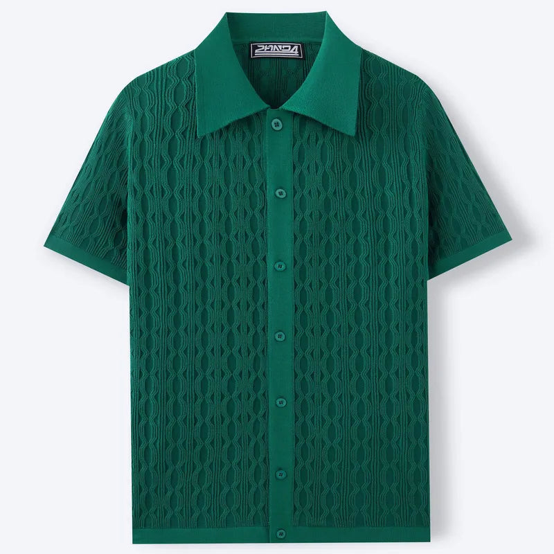 Polo LAURIAN de Hombre Texturizado de Manga Corta | Camisa Casual Elegante con Botones