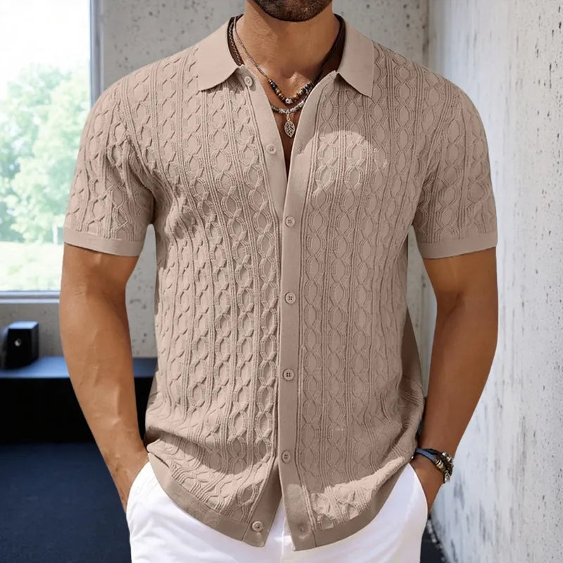 Polo LAURIAN de Hombre Texturizado de Manga Corta | Camisa Casual Elegante con Botones