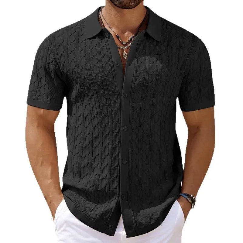 Polo LAURIAN de Hombre Texturizado de Manga Corta | Camisa Casual Elegante con Botones