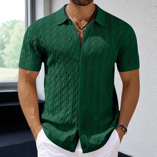 Polo LAURIAN de Hombre Texturizado de Manga Corta | Camisa Casual Elegante con Botones