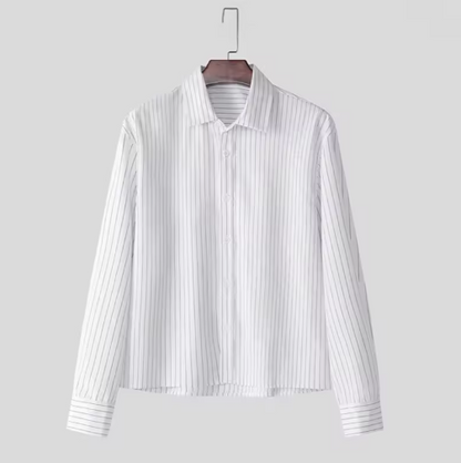 Camisa NEWPORT, blanca y rayas de hombre, mangas largas.