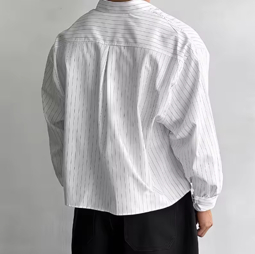 Camisa NEWPORT, blanca y rayas de hombre, mangas largas.