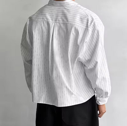 Camisa NEWPORT, blanca y rayas de hombre, mangas largas.