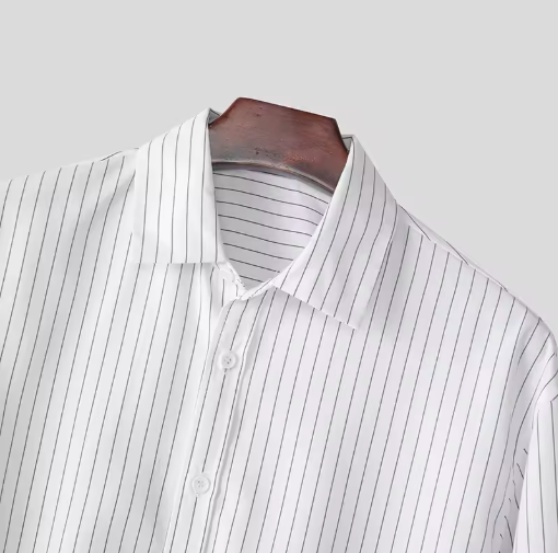 Camisa NEWPORT, blanca y rayas de hombre, mangas largas.