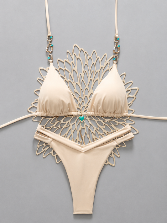 Micro Bikini AMANDA 2026, estilo brasileño sexy con Push-Up, cuello halter.