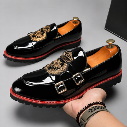Mocasines Royal Prestige de Hombre Elegantes con Bordado | Zapatos de Vestir Slip-On con Hebilla Premium