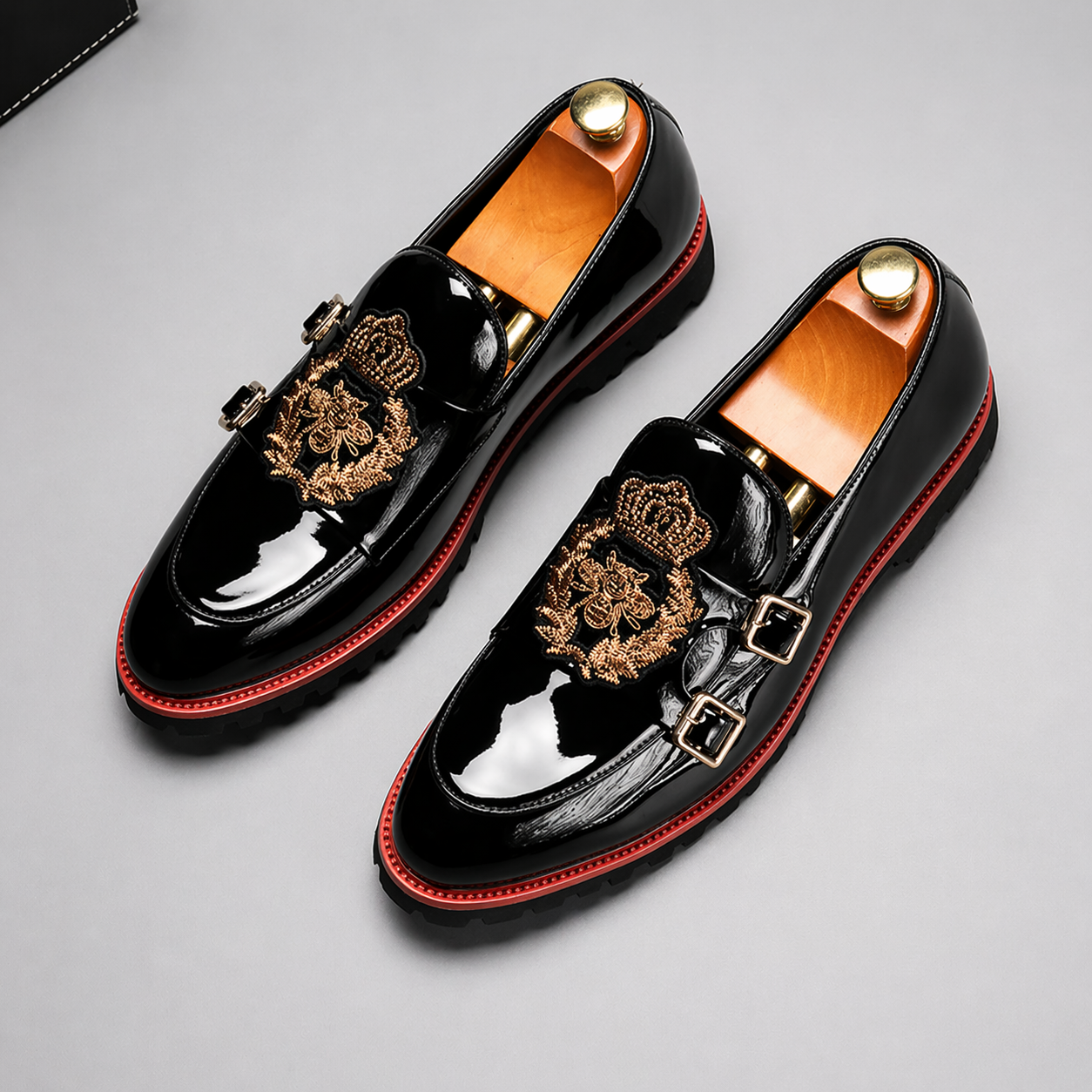Mocasines Royal Prestige de Hombre Elegantes con Bordado | Zapatos de Vestir Slip-On con Hebilla Premium