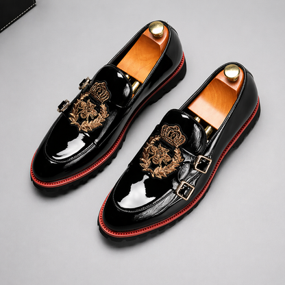 Mocasines Royal Prestige de Hombre Elegantes con Bordado | Zapatos de Vestir Slip-On con Hebilla Premium