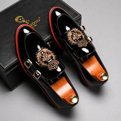 Mocasines Royal Prestige de Hombre Elegantes con Bordado | Zapatos de Vestir Slip-On con Hebilla Premium