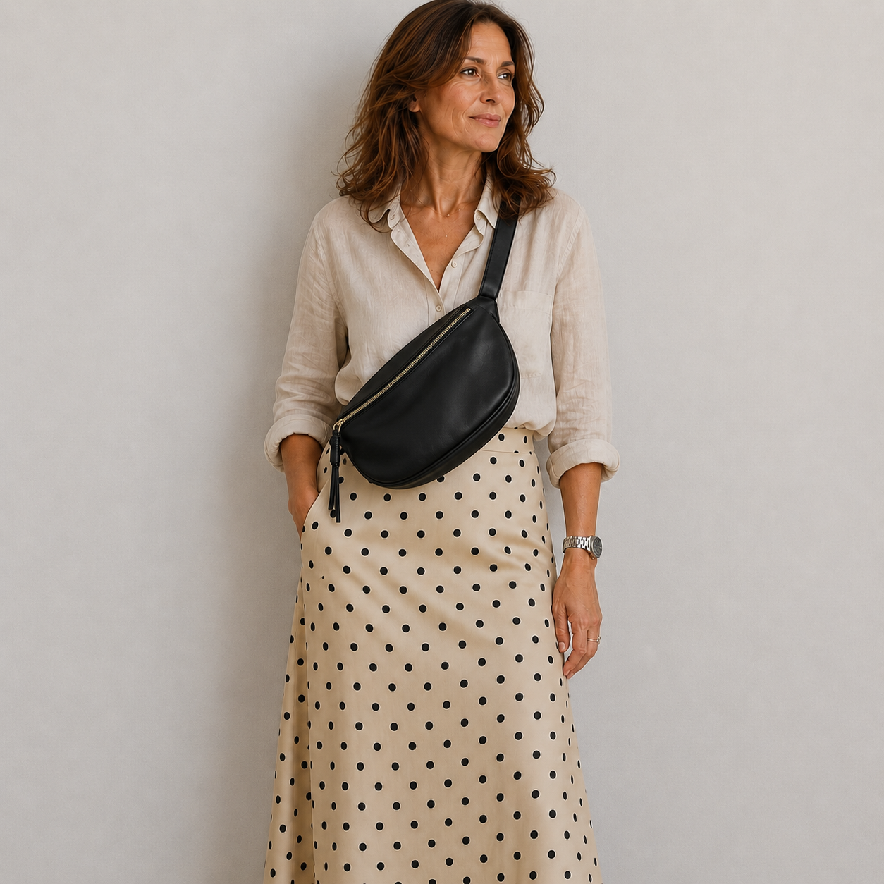 Mónica | Bolso de hombro de cuero Negro