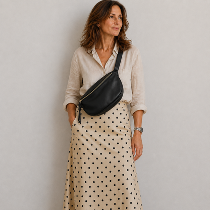 Mónica | Bolso de hombro de cuero Negro