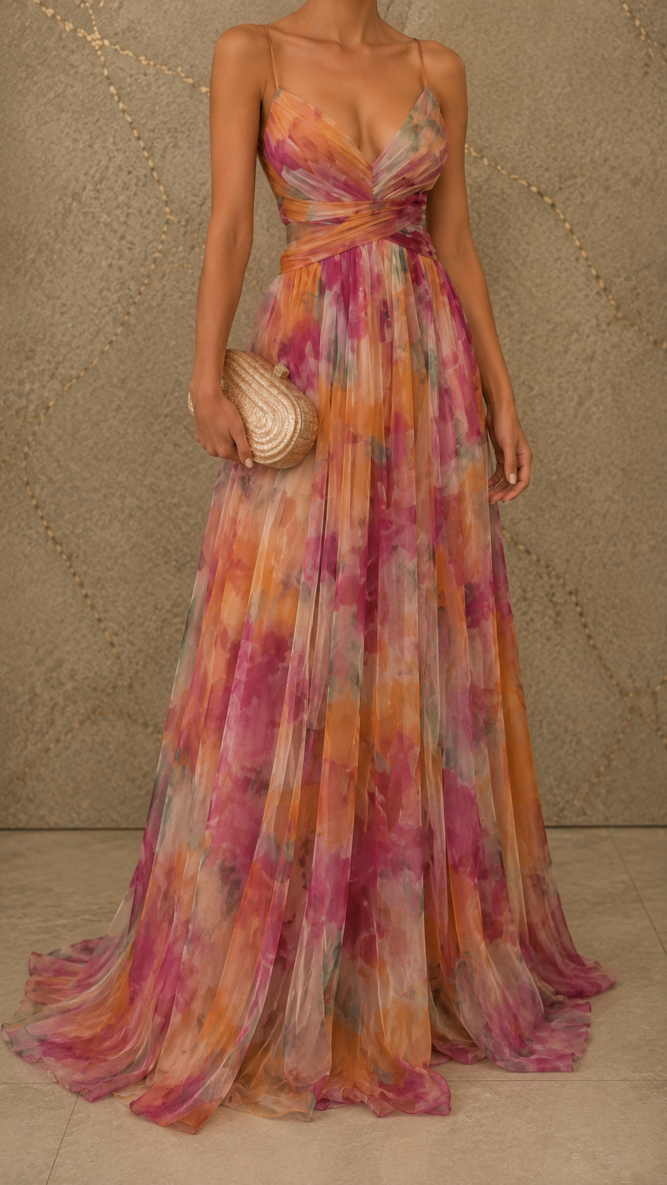 Vestido LUANA largo de elegancia floral.