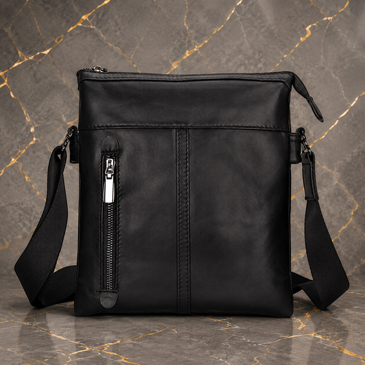 Bolso DULO bandolera de cuero negro para hombre