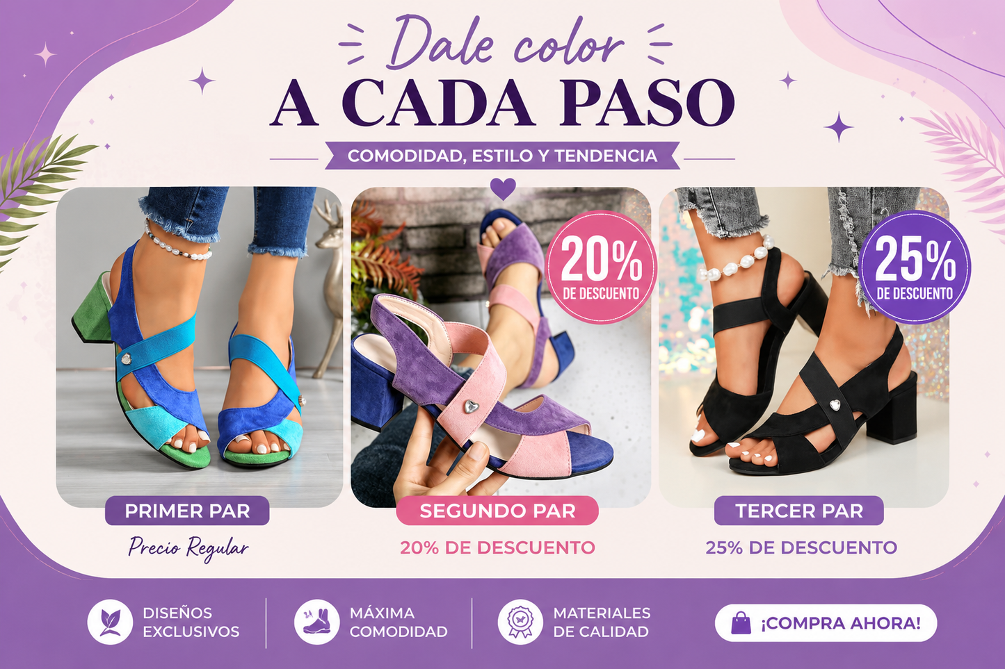 Sandalias SARA, elegantes, estables e increíblemente cómodas.