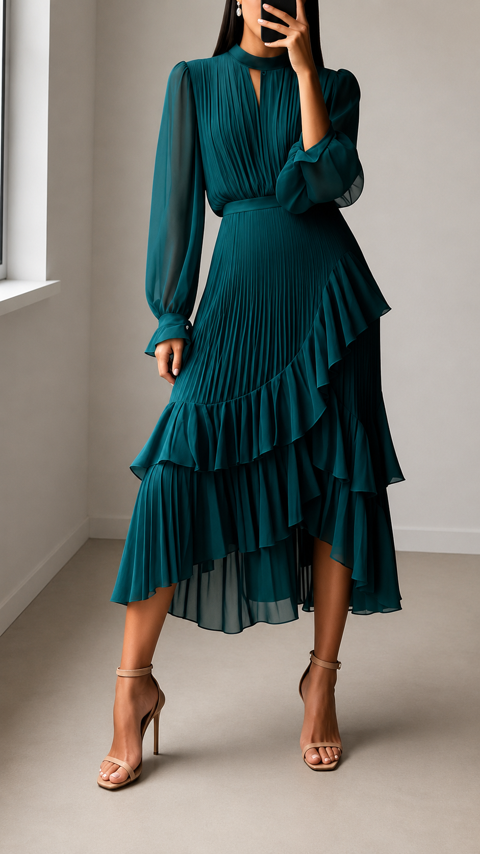 Vestido ALLEGRA, mangas largas, estilo elegante.