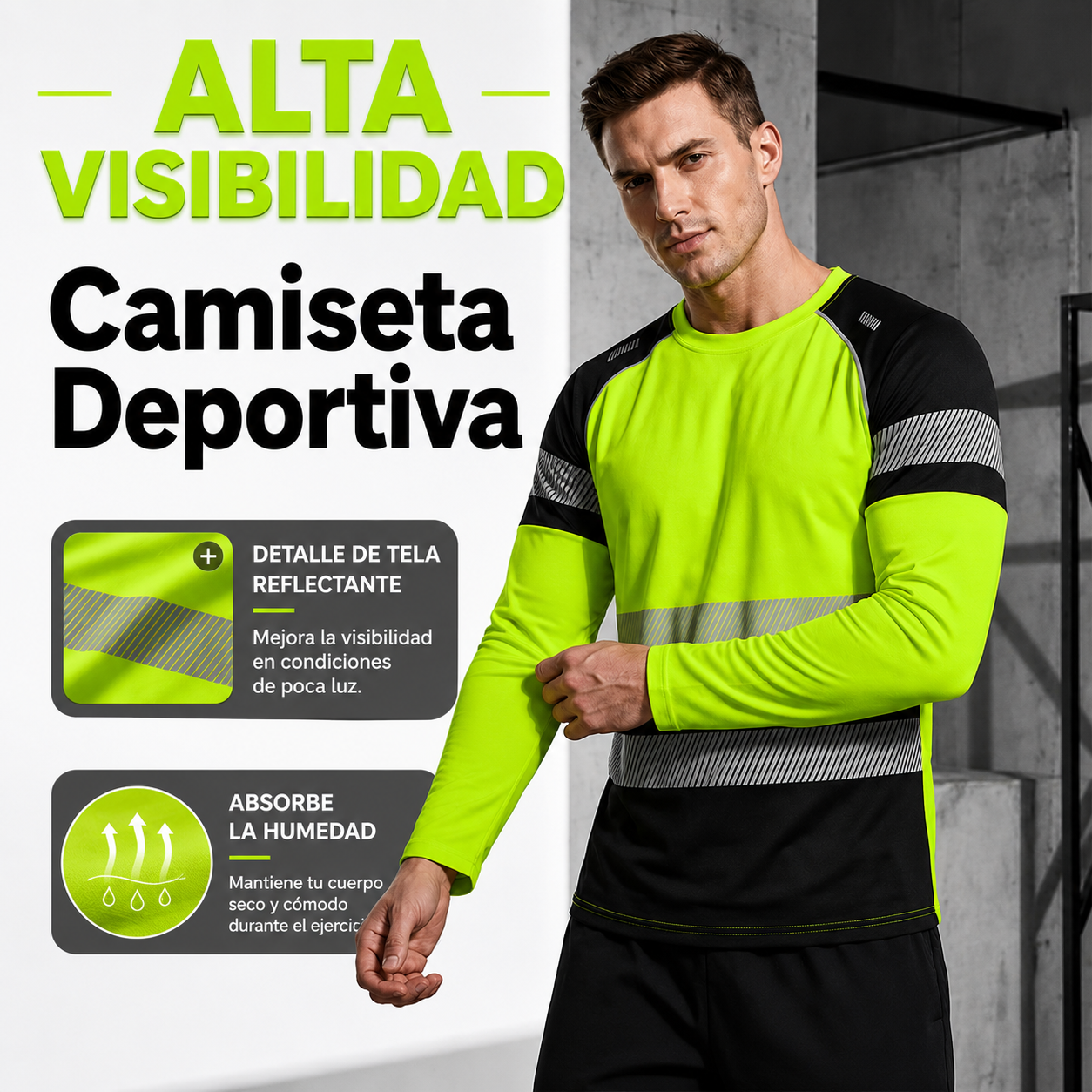 Camisa deportiva REFLECT SPORT de manga larga para hombre.