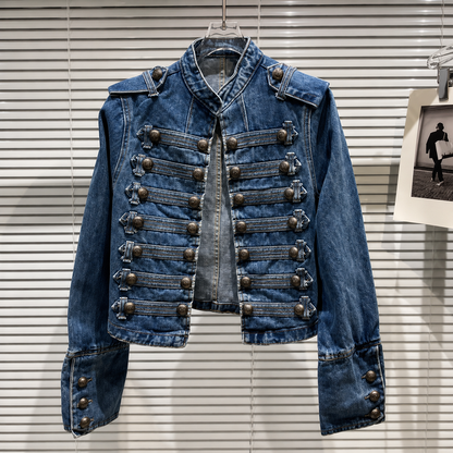 Chaqueta SOLANA estilo militar de denim, mezclilla.