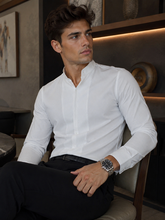 Camisa TURÍN elegante para hombre en tejido liso y suave, estilo traje.