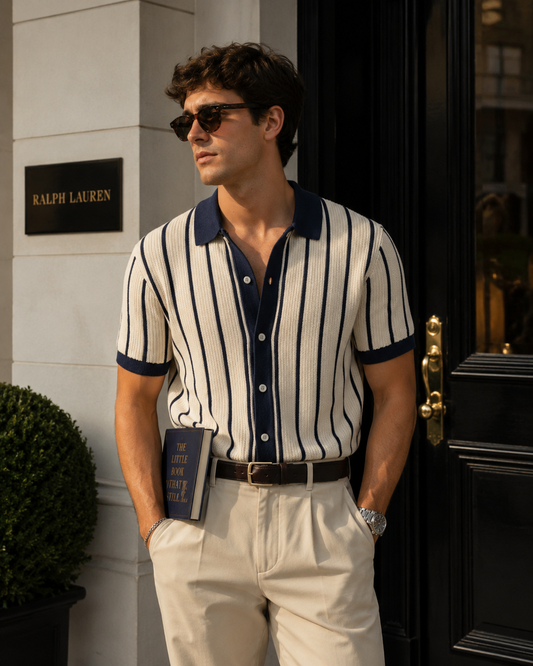 Camisa DILAN de Hombre de Rayas Manga Corta | Camisa Casual Elegante Tejido Ligero