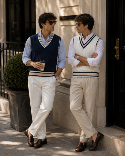 Chaleco PAUL de Punto Hombre Estilo Preppy | Jersey Sin Mangas Elegante y Casual