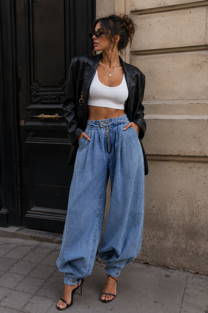 Vaqueros TRINIDAD palazzo denim altos.