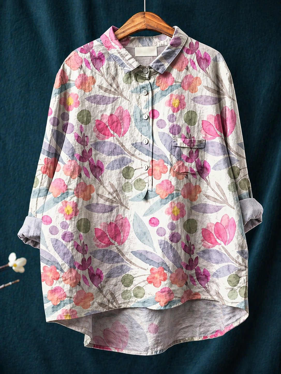 Camisa KIKA Mujer Estampada| Blusa Casual Manga Larga Elegante y Moderna