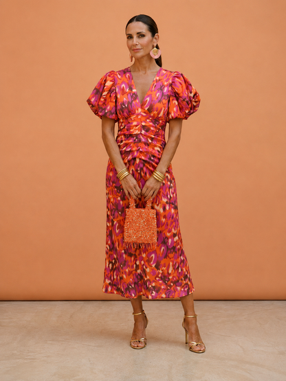 Vestido GRACE primavera mujer escote V con mangas abullonadas – estilo elegante femenino