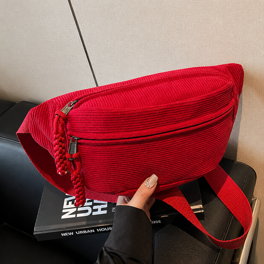 Brenda | Bolso de hombro de pana Rojo