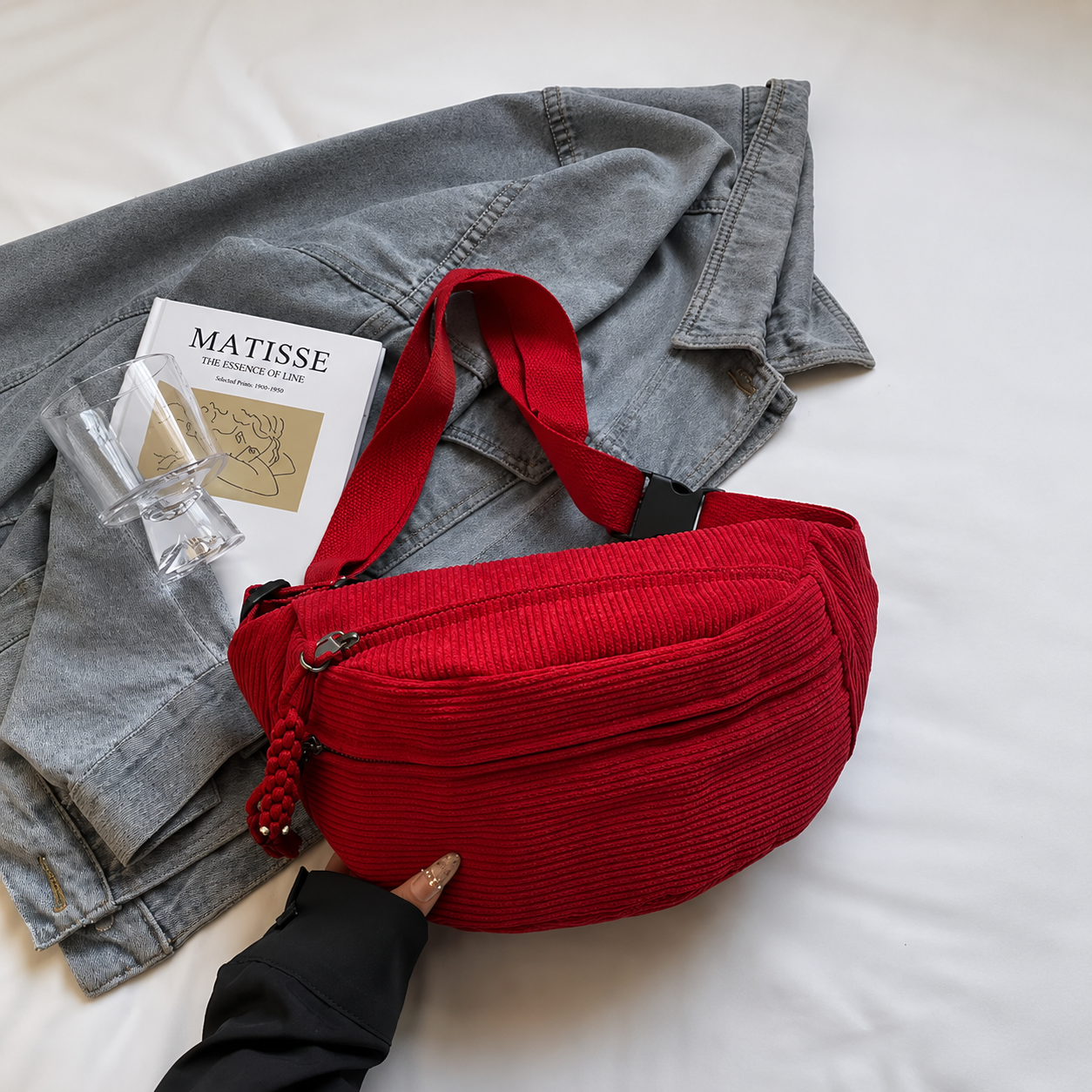 Brenda | Bolso de hombro de pana Rojo