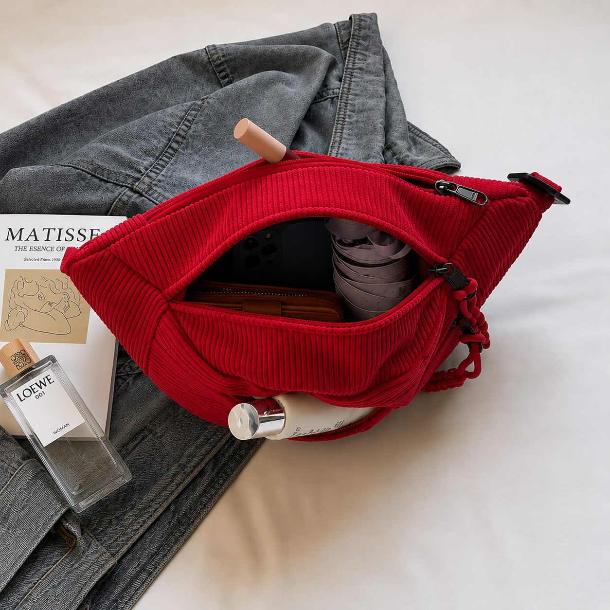 Brenda | Bolso de hombro de pana Rojo
