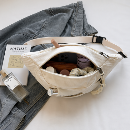 Clara | Bolso de hombro de pana Blanco Crema