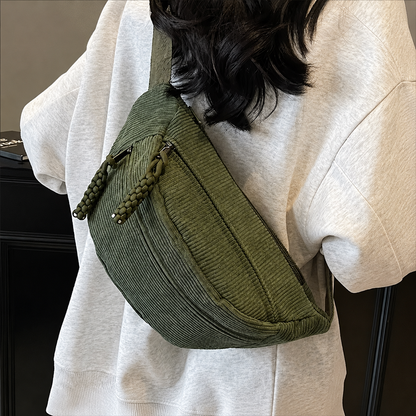 Paula | Bolso de hombro de pana Verde Militar