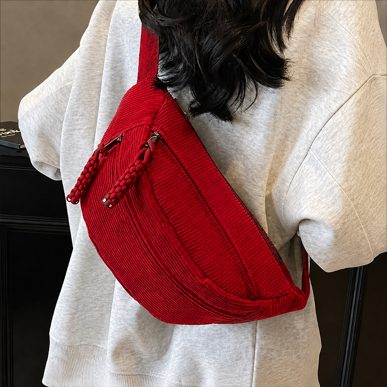 Brenda | Bolso de hombro de pana Rojo