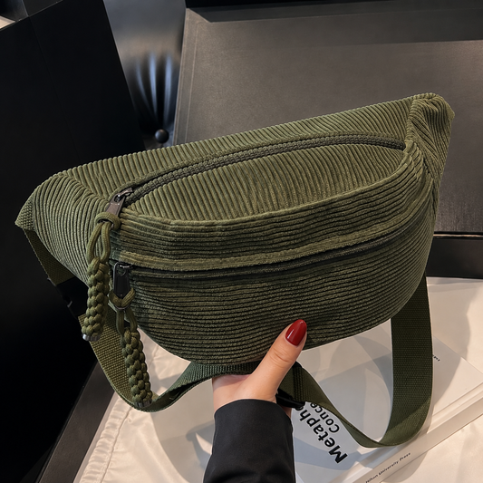 Paula | Bolso de hombro de pana Verde Militar