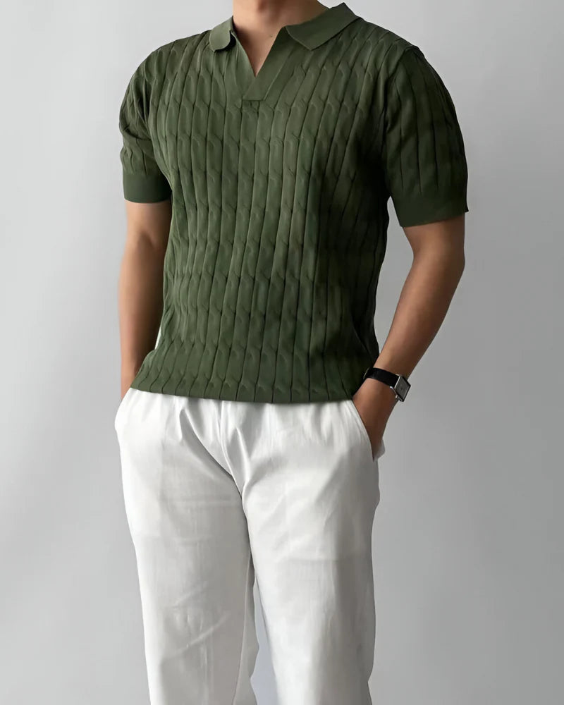 Polo CRISTIAN de Hombre Texturizado Elegante | Camisa Casual Premium Estilo Old Money