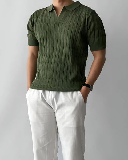 Polo CRISTIAN de Hombre Texturizado Elegante | Camisa Casual Premium Estilo Old Money