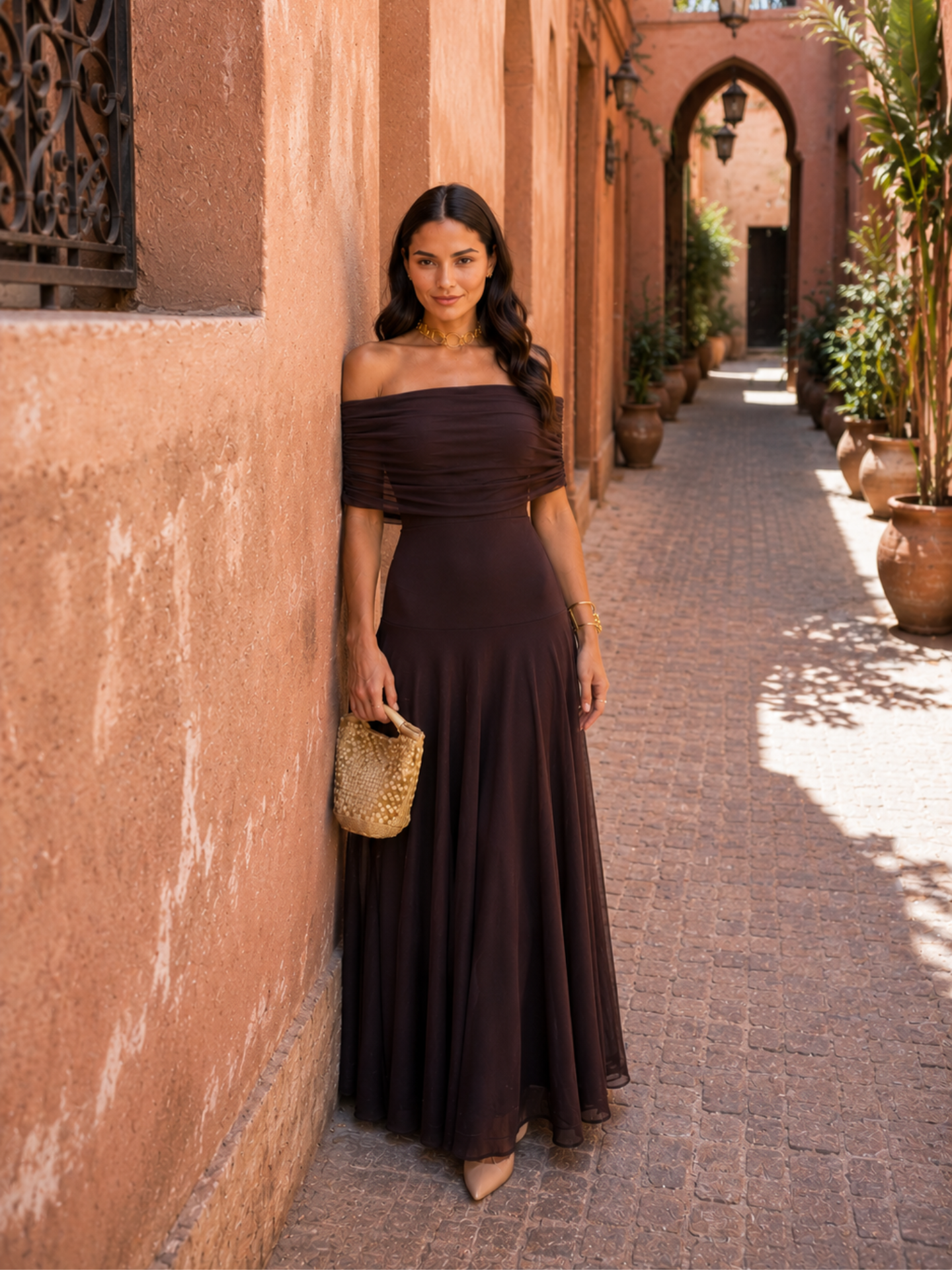 Vestido FERMÁN en color marrón