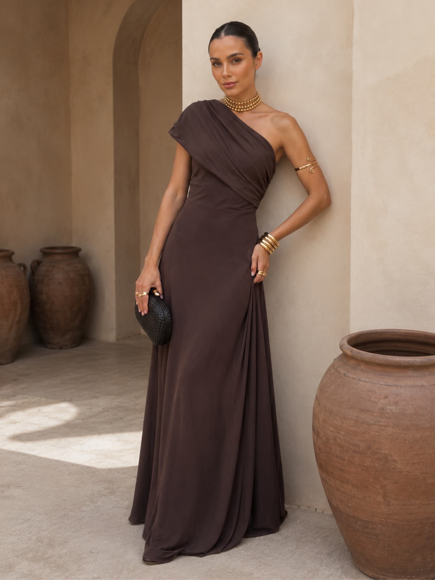 Vestido FERMÁN en color marrón