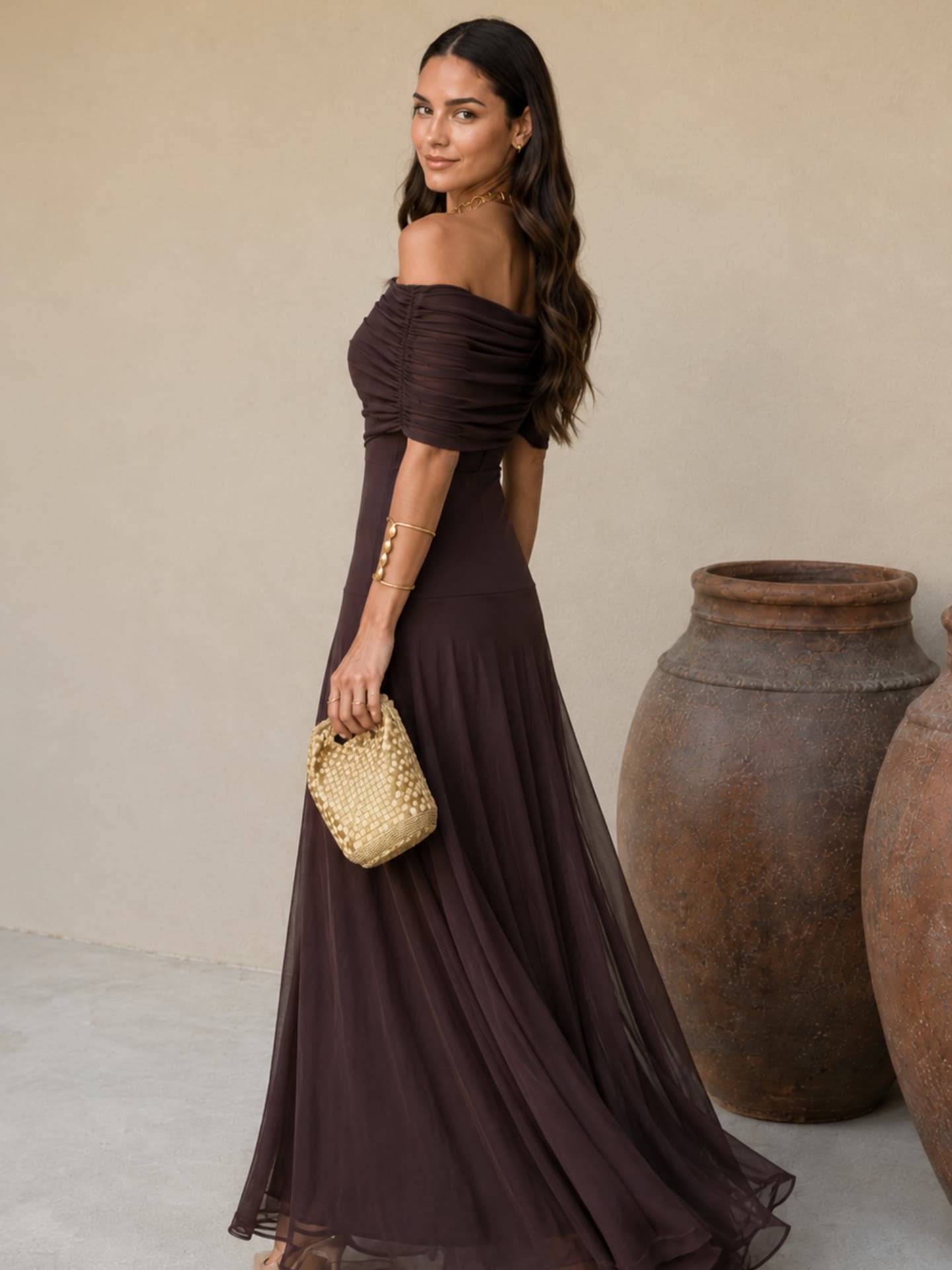 Vestido FERMÁN en color marrón