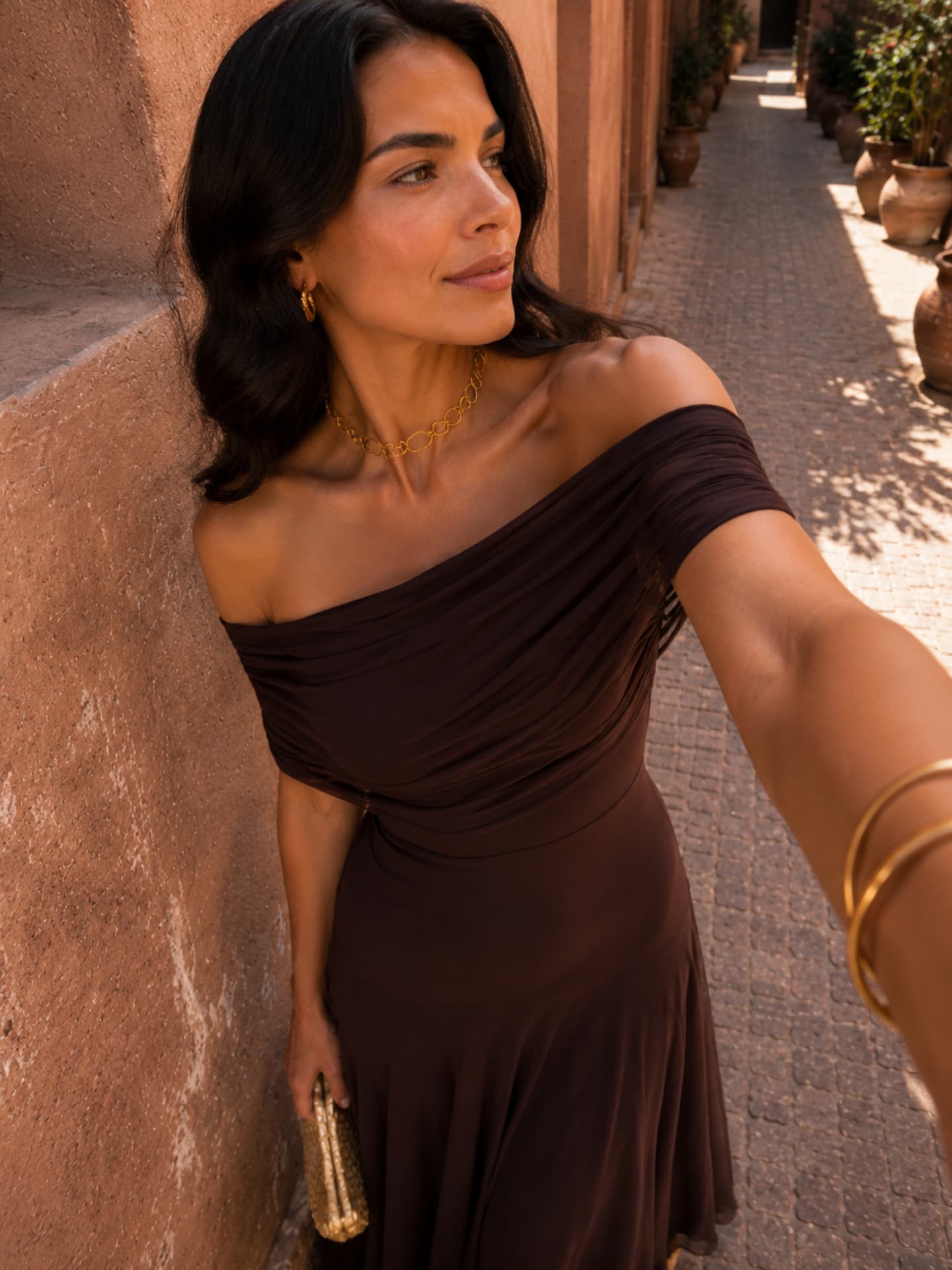 Vestido FERMÁN en color marrón
