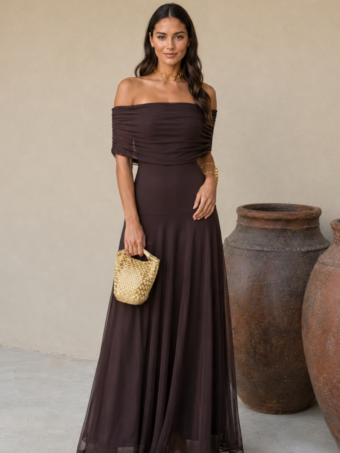Vestido FERMÁN en color marrón