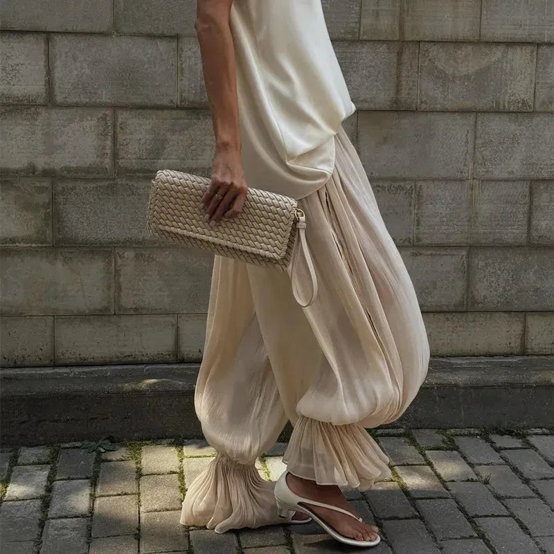 Pantalón bombacho AMATISTA, estilo aladino, tendencia 2026.