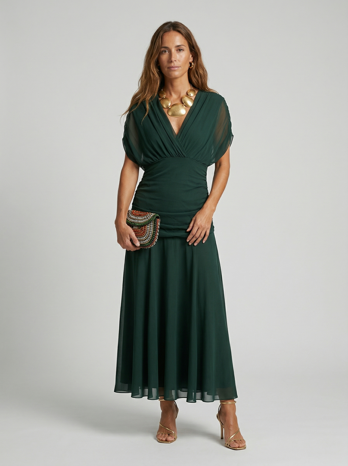 Vestido largo DINA con Escote en V