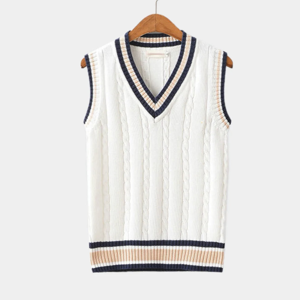 Chaleco PAUL de Punto Hombre Estilo Preppy | Jersey Sin Mangas Elegante y Casual