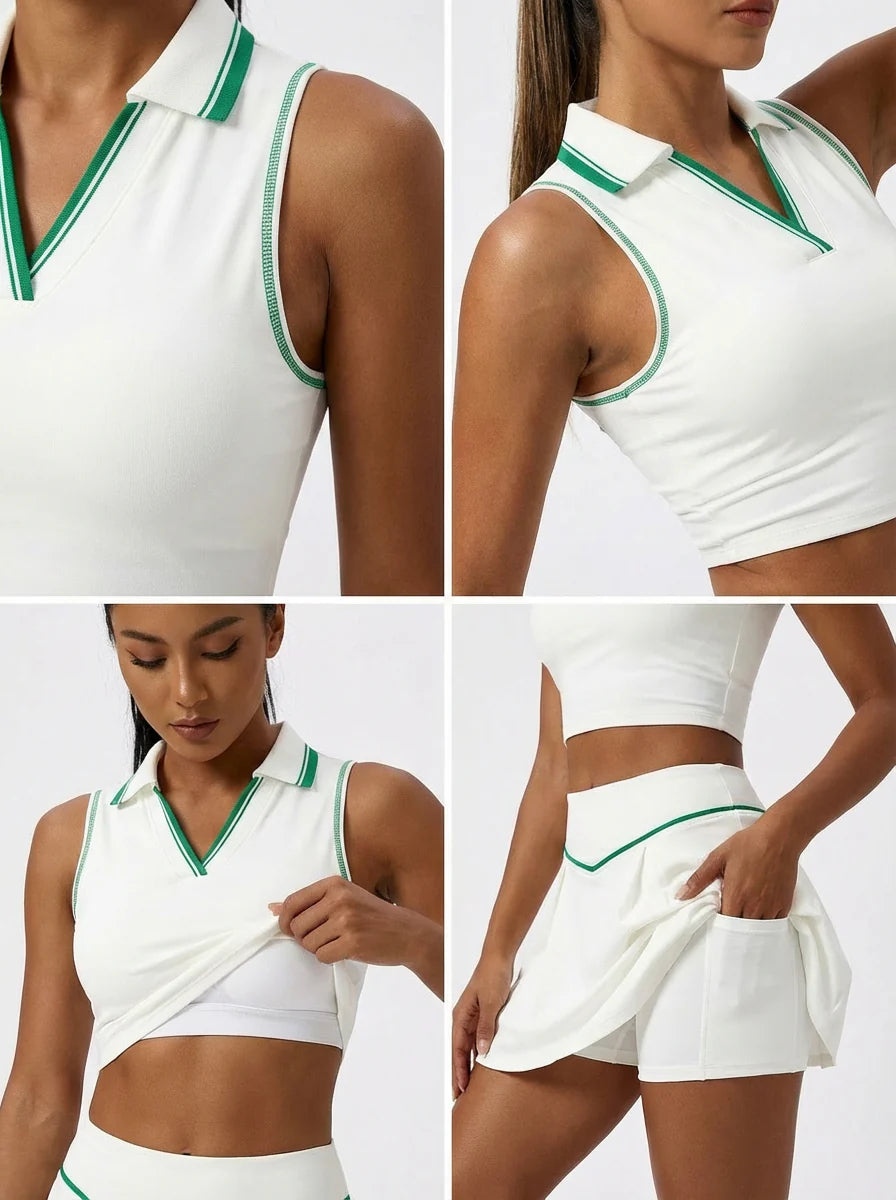Conjunto deportivo ARALUZ, tenis, top y falda.
