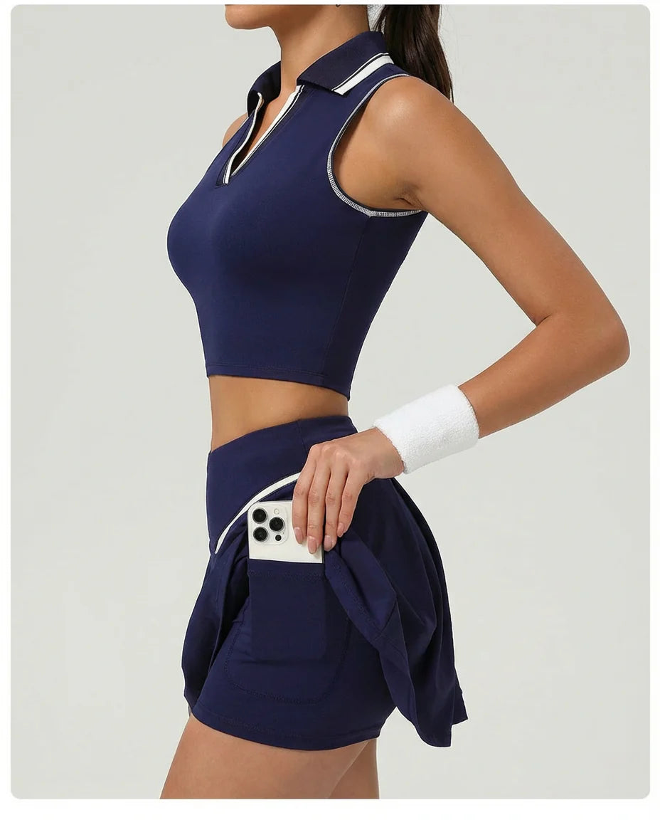 Conjunto deportivo ARALUZ, tenis, top y falda.