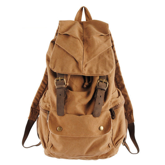 Mochila informal CAIRO de lona y cuero con gran capacidad de almacenamiento estilo retro
